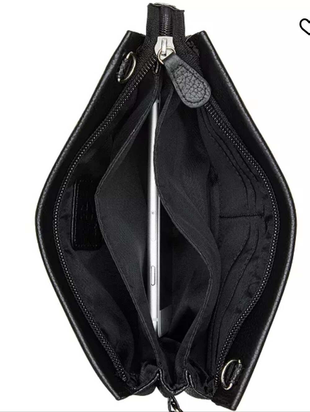 Giani Bernini Black Pebbled Leather Shoulder Bag with Wristlet Strap - Picture 11 of 13